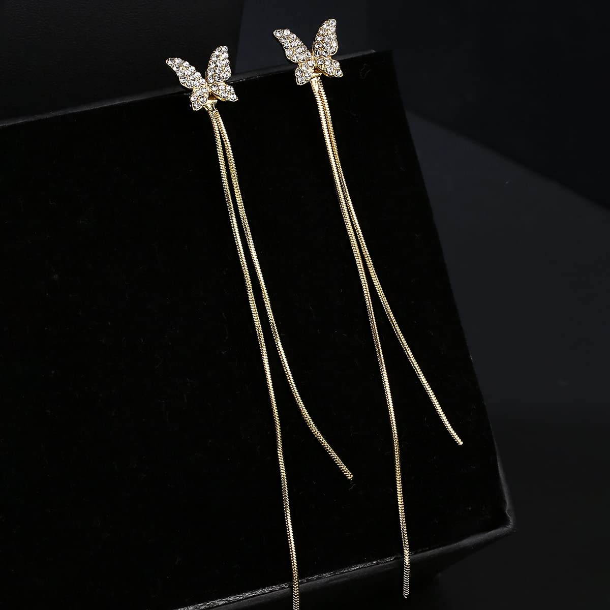 Yellow Chimes Earrings For Women Gold Tone Butterfly Shape Long Chain Twisted Tassel Earrings For Women and Girls