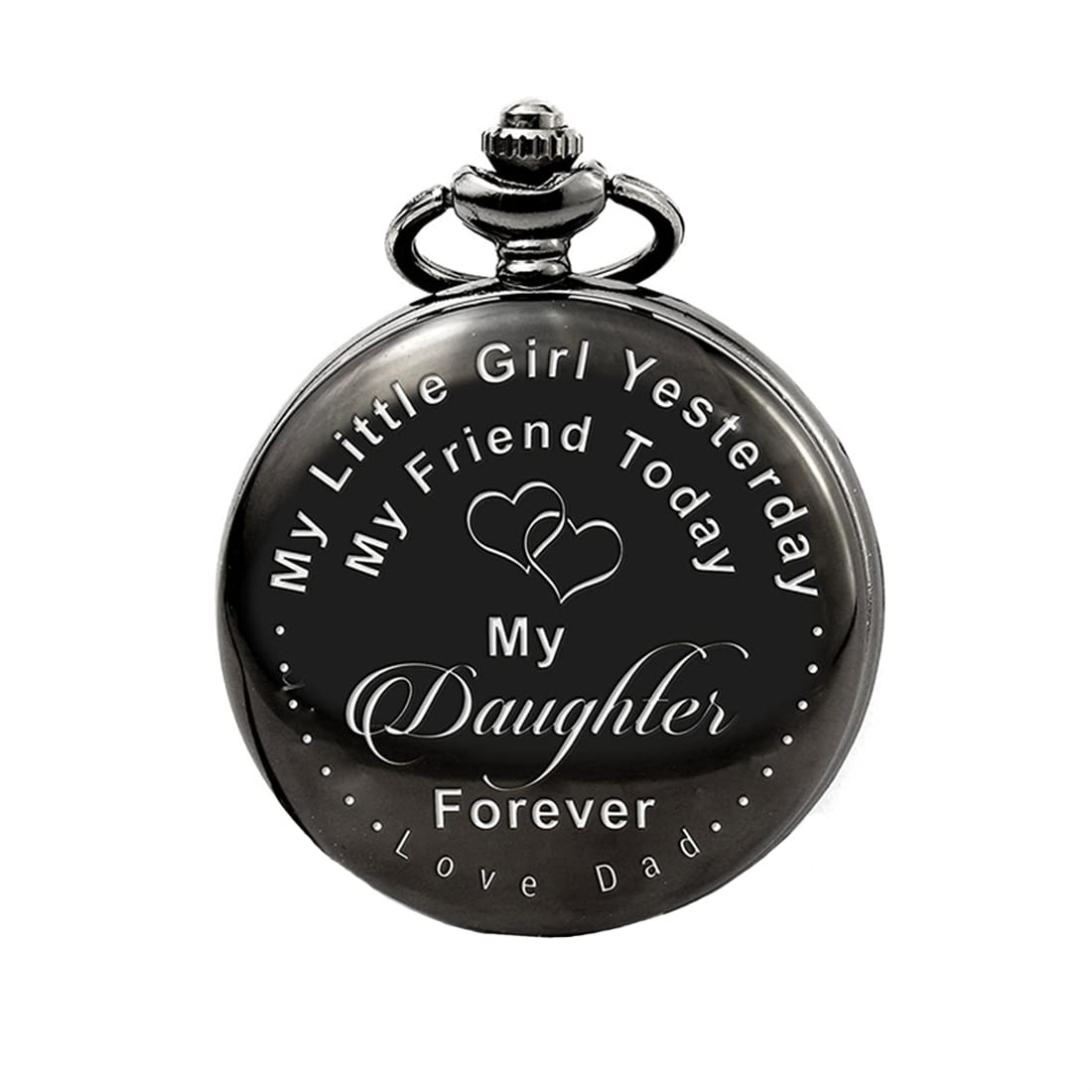 Yellow Chimes Black Pendant for Women Daughters Special Pocket Watch Pendant for Father's Little Princess Unique Memorable Gift for Daughter Stainless Steel Watch for Women and Girls.