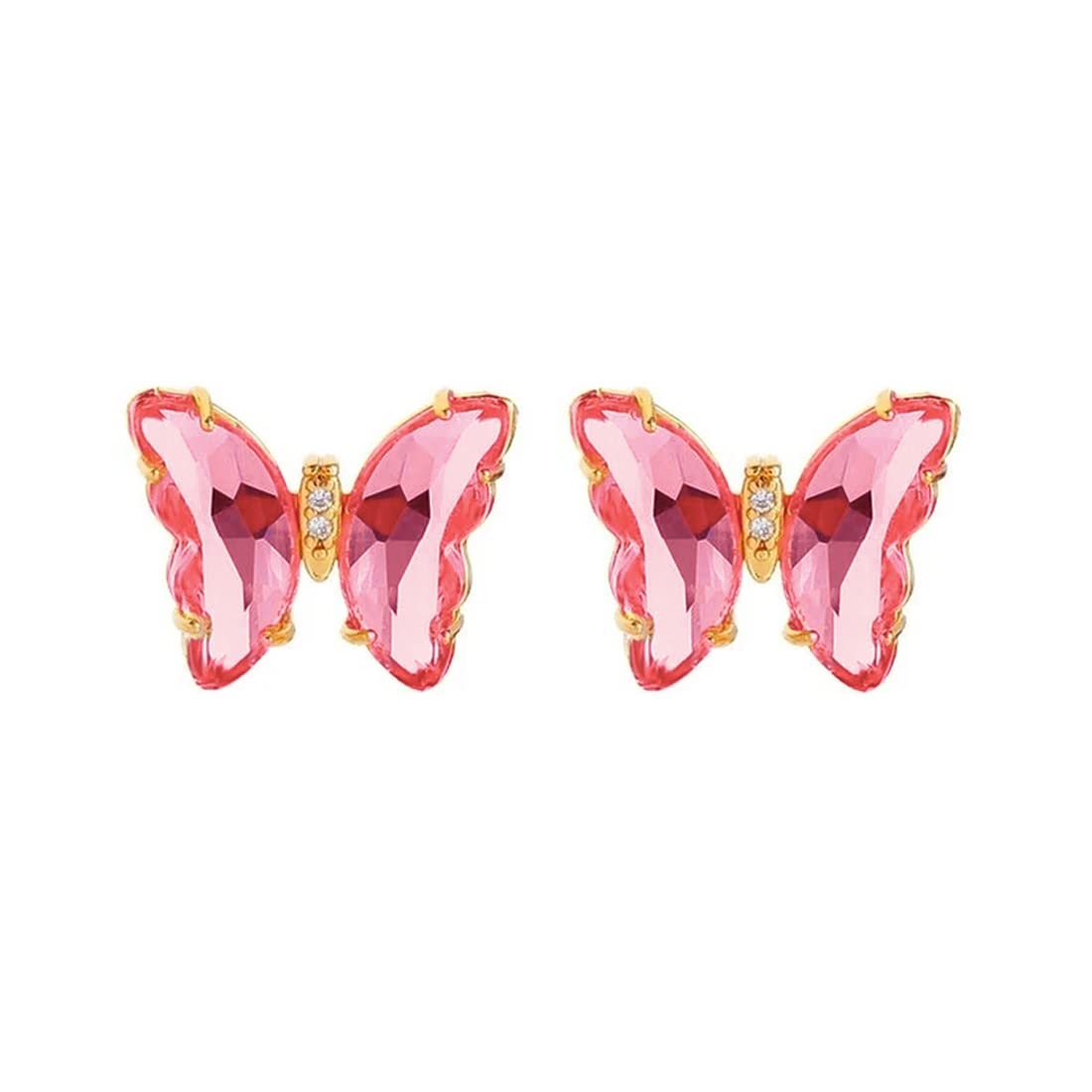 Yellow Chimes Elegant Gold Plated Red Butterfly Crystal Stud Earrings for Women and Girls