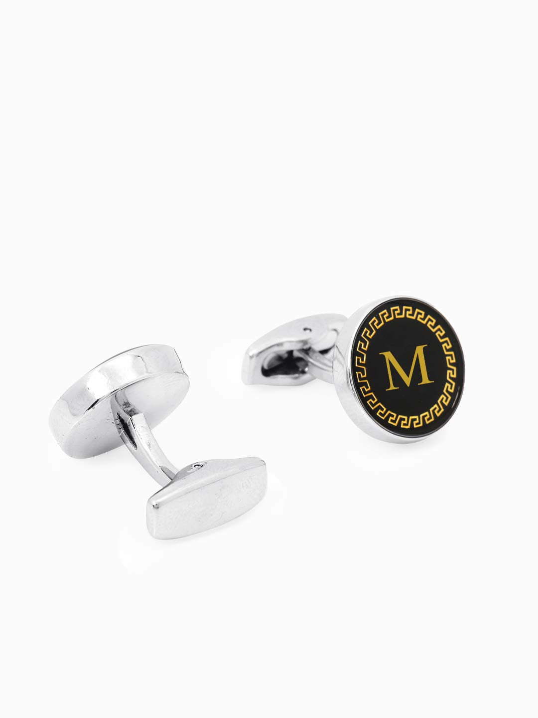 Yellow Chimes Cufflinks for Men Alphabets Cuff links M Statement Stainless Steel Cufflinks for Men and Boy's