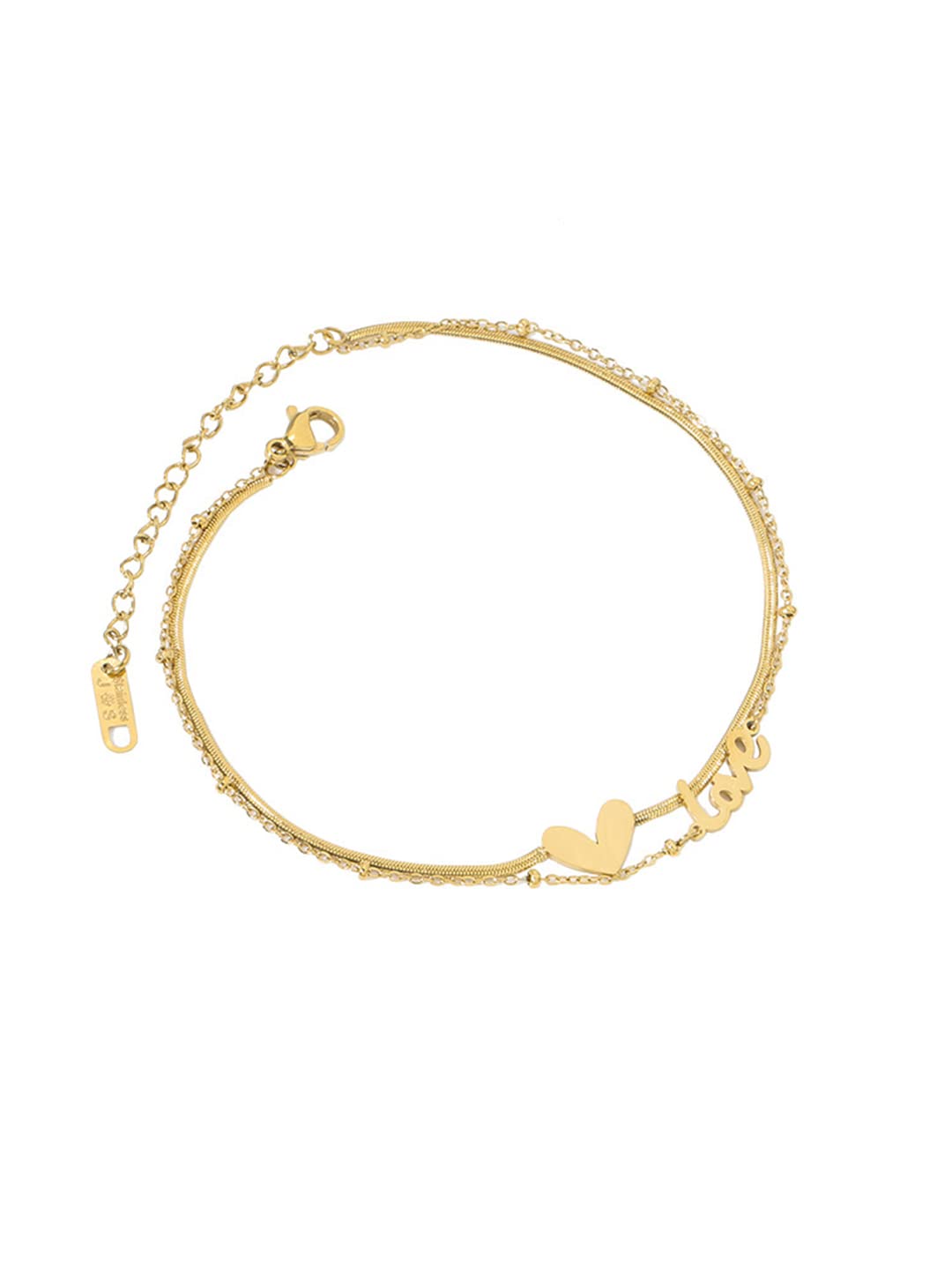 Yellow Chimes Anklets for Women Gold-Plated Layered Love Heart Chain Anklet For Women and Girls