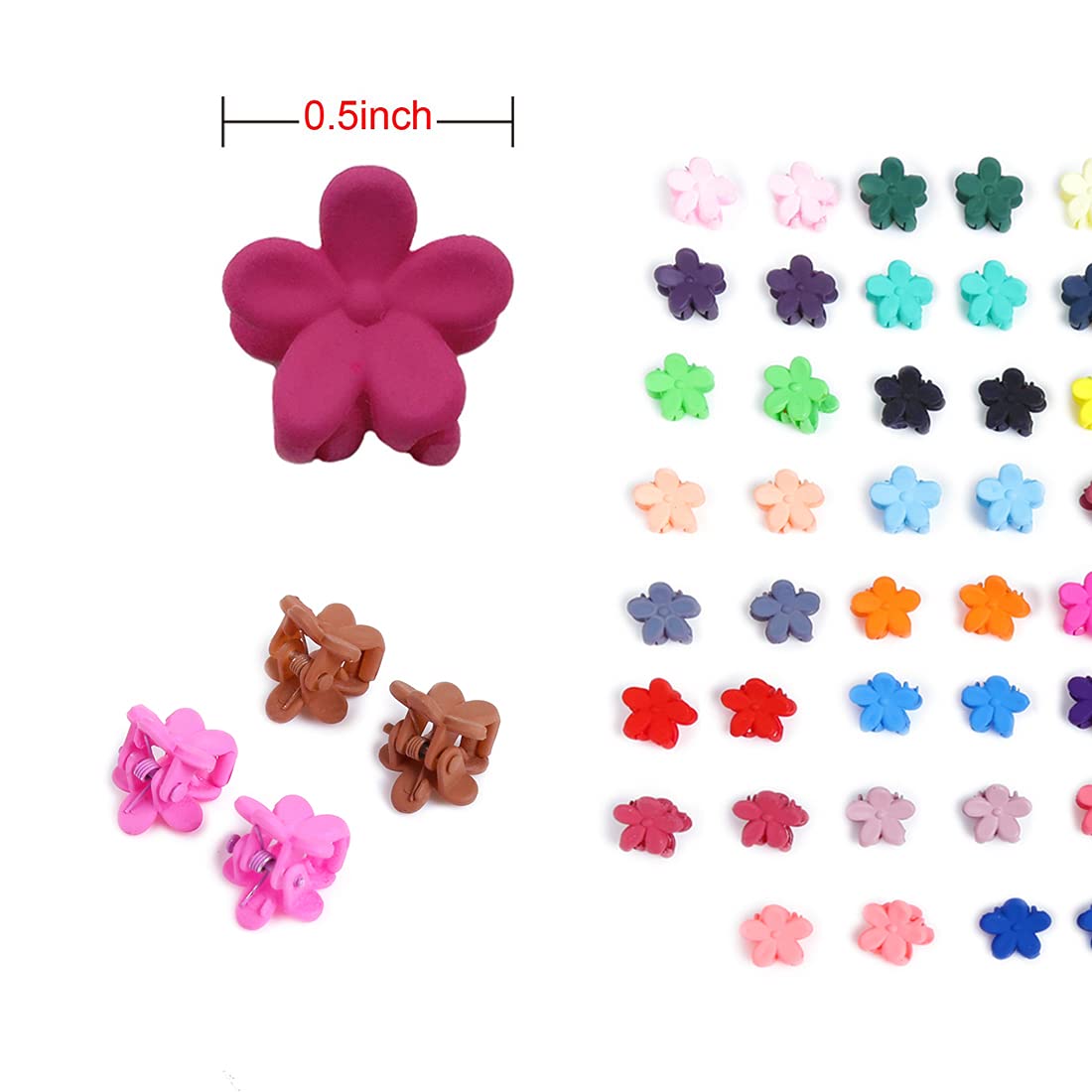 Melbees by Yellow Chimes Hair Clips for Girls Kids Hair Accessories for Girls Hair Claw Clips for Girls Kids Multicolor Floral Claw Clip 50 Pcs Mini Hair Claw Clips for Girls Kids Clutchers for Hair