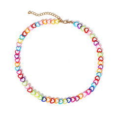 Yellow Chimes Necklace for Girls Multicolour Heart Shaped Necklace chain for Girls and Kids