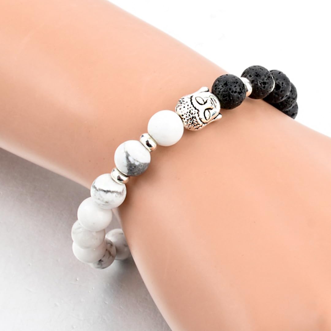 Striking Black & White 7mm Round Pearls Bracelet - Pure Pearls