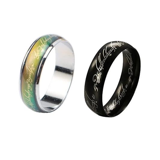 Yellow Chimes Rings for Men 2 Pcs Combo Dragon Celtic Inlay Polish Finish Titanium Steel Rings for Men and Boys