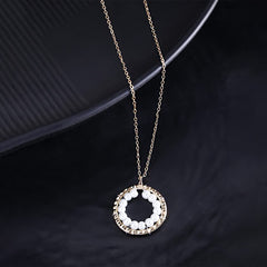Yellow Chimes Chain Pendant for Women Pearl Circle Pendant Necklace with Adjustable Chain Gold Plated Pendant for Women and Girls.