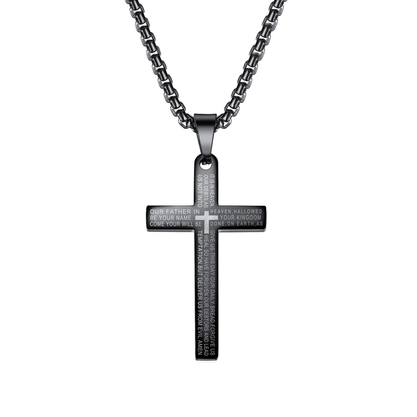 Yellow Chimes Pendant for Men and Boys Black Pendants For Men | Stainless Steel Lord's Prayer Cross Pendant Necklace Chain for Men | Birthday Gift for Men and Boys Anniversary Gift for Husband