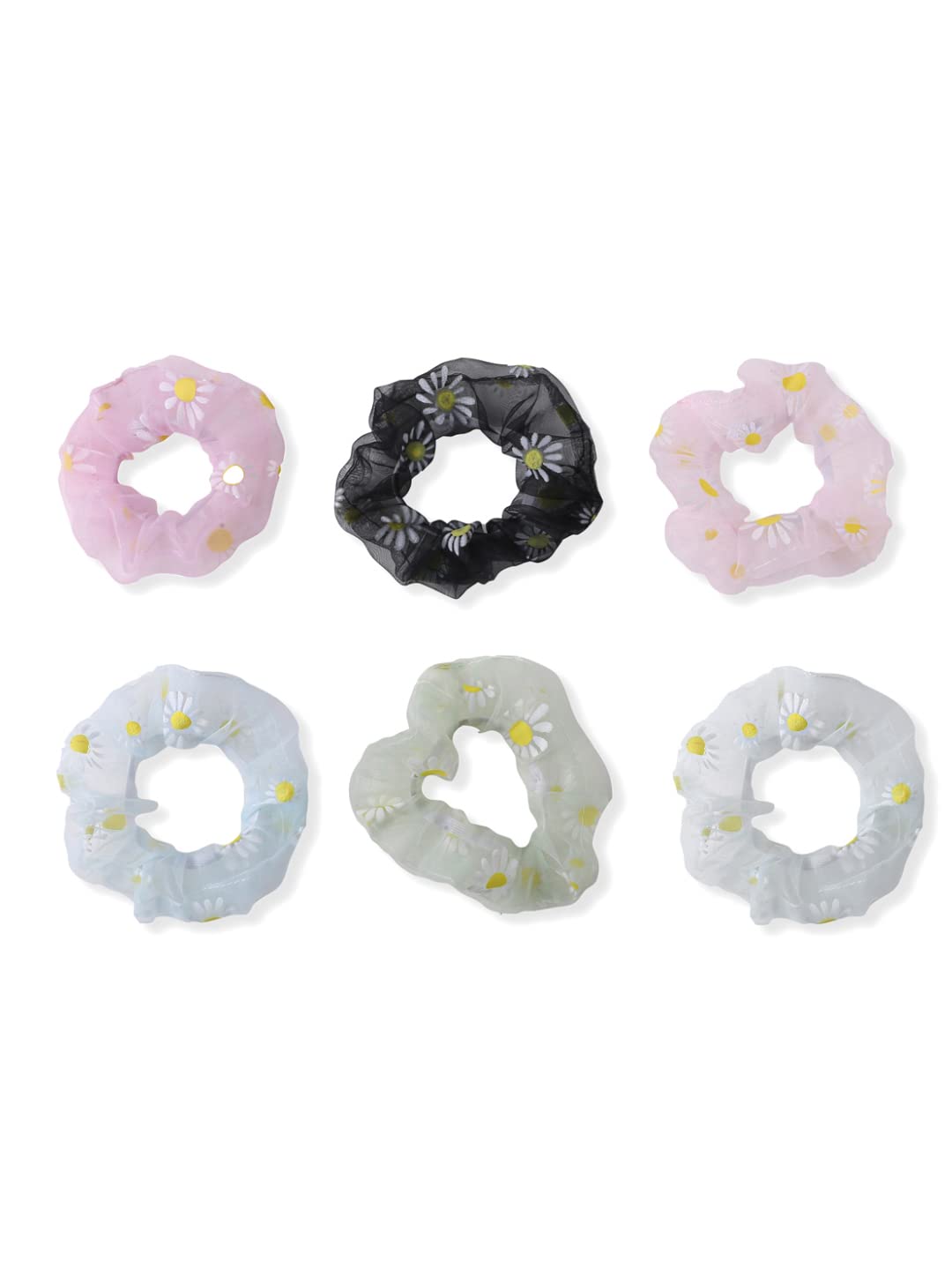 Yellow Chimes Scrunchies for Women Hair Accessories for Women 6 Pcs Net Fabric Scrunchies Set Rubber Bands Multicolor Scrunchie Ponytail Holders Hair Ties for Women and Girls Gifts for Women and Girls