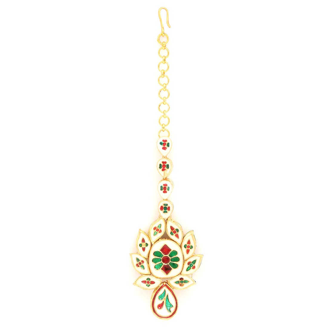 Yellow Chimes Traditional Gold Plated Kundan Studded Designer Ethnic Maang Tikka for Women and Girls