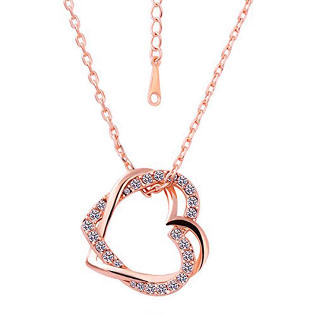 Yellow Chimes Rose Gold Pendant for Women Embracing Hearts-in-Love 18K Real Rose Gold Plated Crystal Pendant for Women and Girl's Valentine Gift for Girls