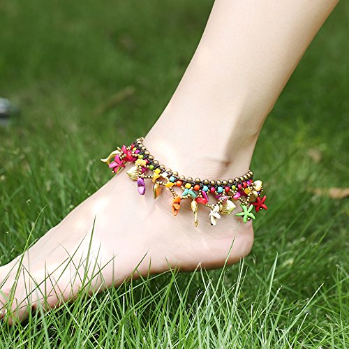 Yellow Chimes Anklets for Women Bohemian Starfish Charms Beaded Bracelet/Anklet for Women and Girls