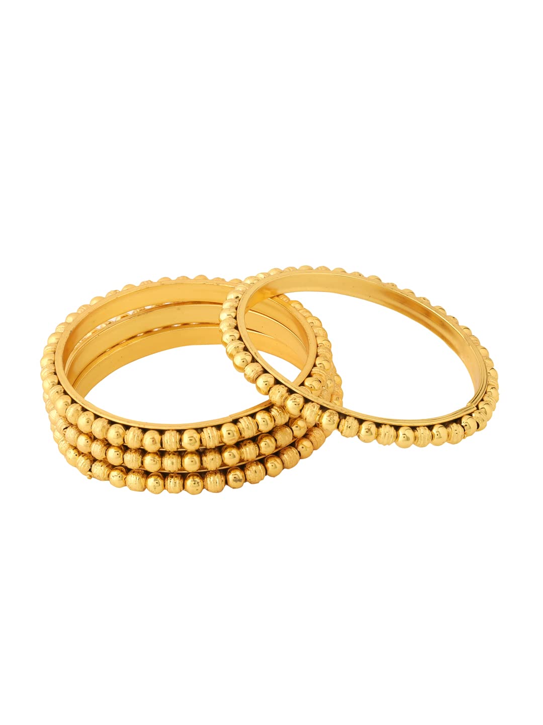 Yellow Chimes Bangles for Women Gold Toned Beads Designed Set of 4 Pcs Traditional Bangles for Women and Girls