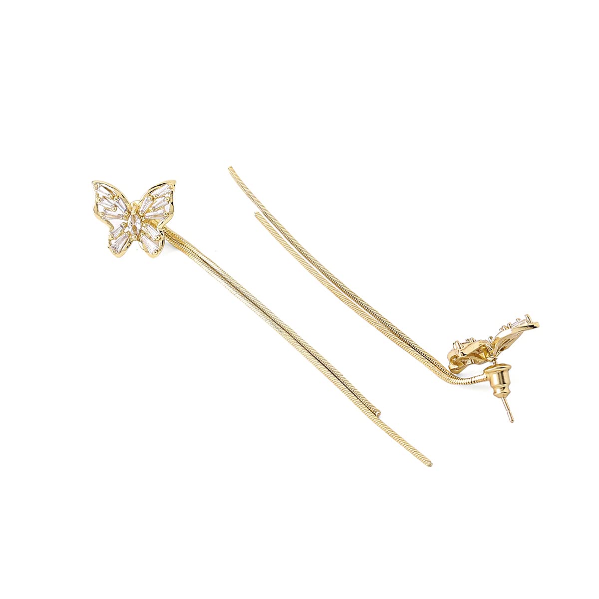 Yellow Chimes Earrings For Women Gold Tone Butterfly Stud Long Tassel Chain Drop Dangle Earrings For Women and Girls