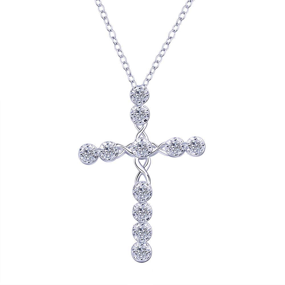 Yellow Chimes Cross Pendant for Women Silver Pendant Midnight Sparkle Silver Plated Crystal Pendant for Girls and Women.