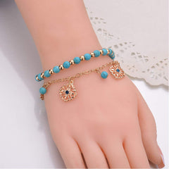 Yellow Chimes Fashion Blue Beads Charm set of 2 Bracelet For Women And Girls.