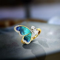 Yellow Chimes Elegant Gold Plated Green Butterfly Crystal Stud Earrings for Women and Girls (Green)