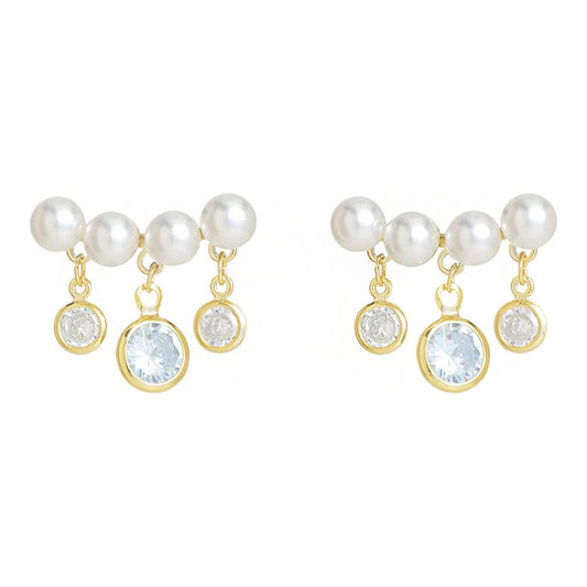 Yellow Chimes Earrings For Women Gold Tone Pearl and Crystal Beads Studded Stud Drop Eaarings For Women and Girls