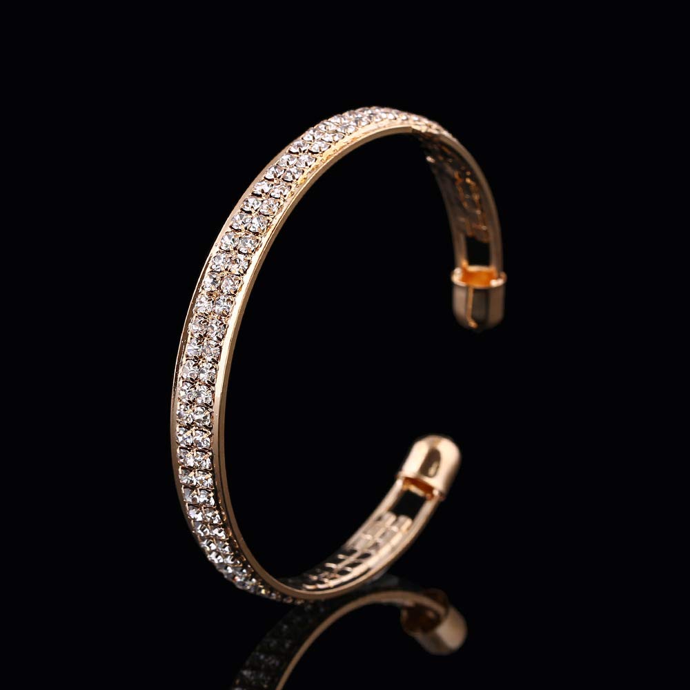Yellow Chimes Classic Double Layer Crystal Studded Wedding Style Gold Plated Kada Bangle Bracelet for Women and Girl's