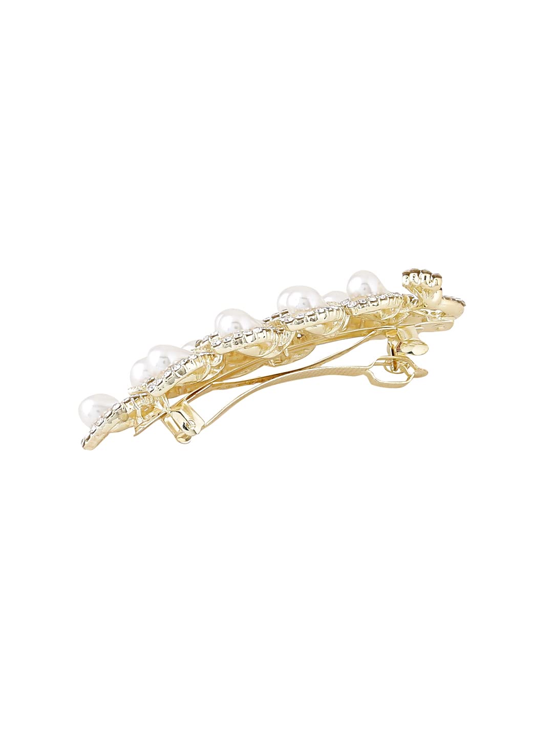 Yellow Chimes Hair Clips for Women Girls Barrette Hair Clips for Women Hair Accessories for Women Peacock Shaped Clips for Women White Pearl French Barrette Hair Clips for Women and Girls Gift For Women & Girls