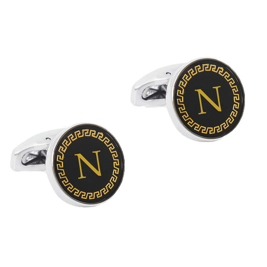 Yellow Chimes Cufflinks for Men Alphabets Cuff links Letter N Statement Stainless Steel Cufflinks for Men and Boy's.