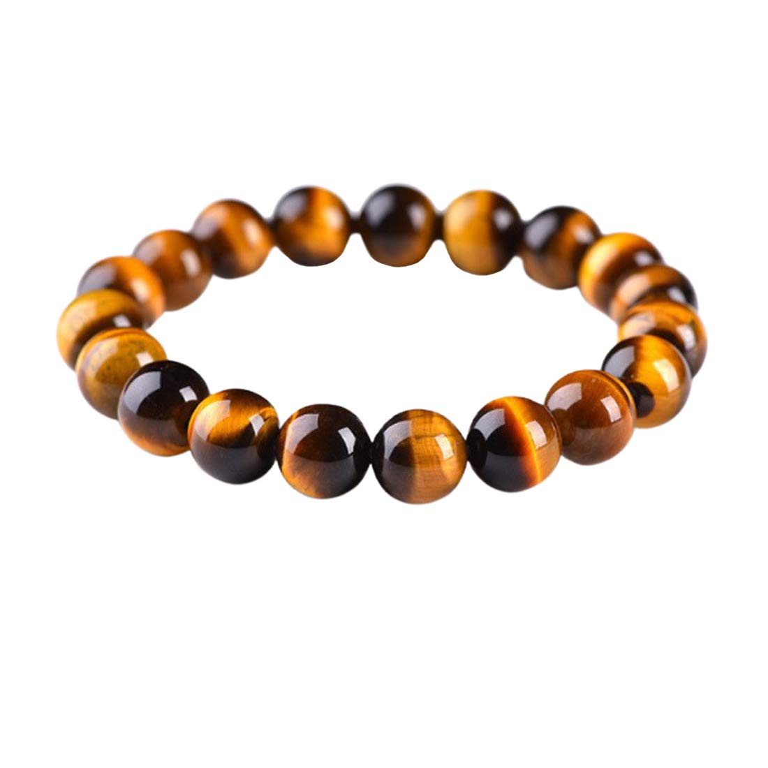 Yellow Chimes Stylish Fashion Natural Tiger's Eye Stone Reiki Healing Beads Stretchable Unisex Bracelets for Men and Women, Brown, Medium