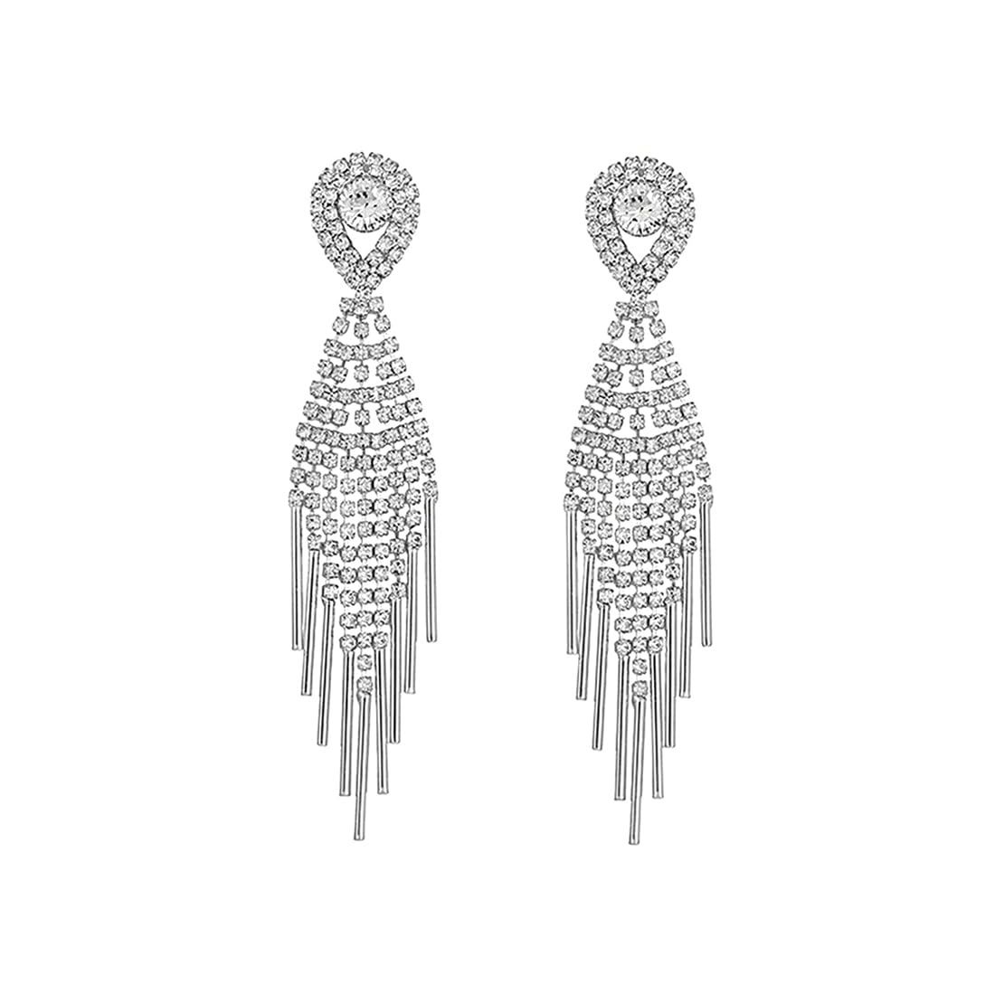 Kairangi Danglers Earrings for Women White Crystal Silver Plated Danglers Earrings for Women and Girls