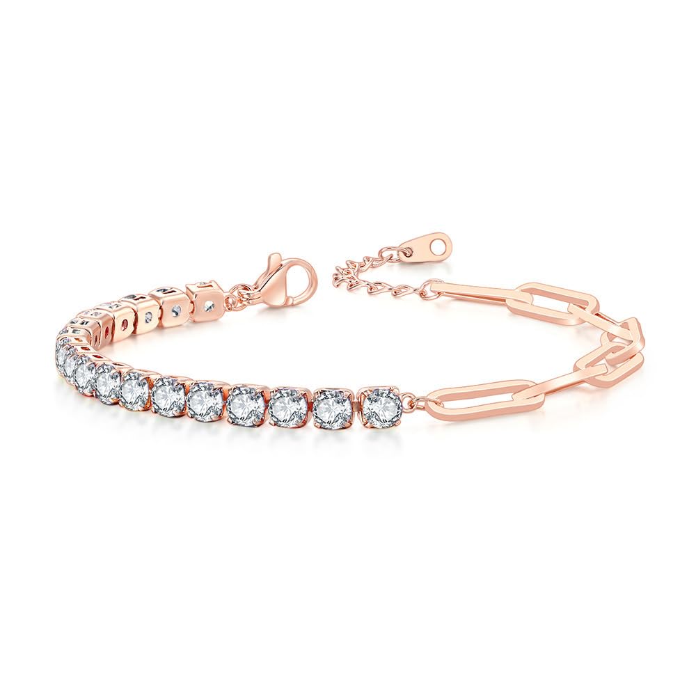 Yellow Chimes Bracelet for Women and Girls Fashion Crystal Bracelets for Women | Rosegold Plated Tennis Cubic Zirconia China Bracelet | Birthday Gift For Girls & Women Anniversary Gift for Wife