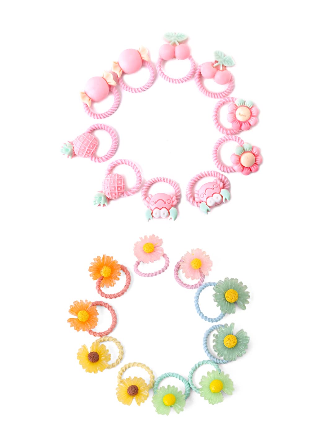 Melbees by Yellow Chimes Rubber Bands for Girls Kids Hair Accessories for Girls Hair Tie 20 Pcs Cute Characters Rubberbands for Kids Ponytail Holder For Baby Girls Toddlers