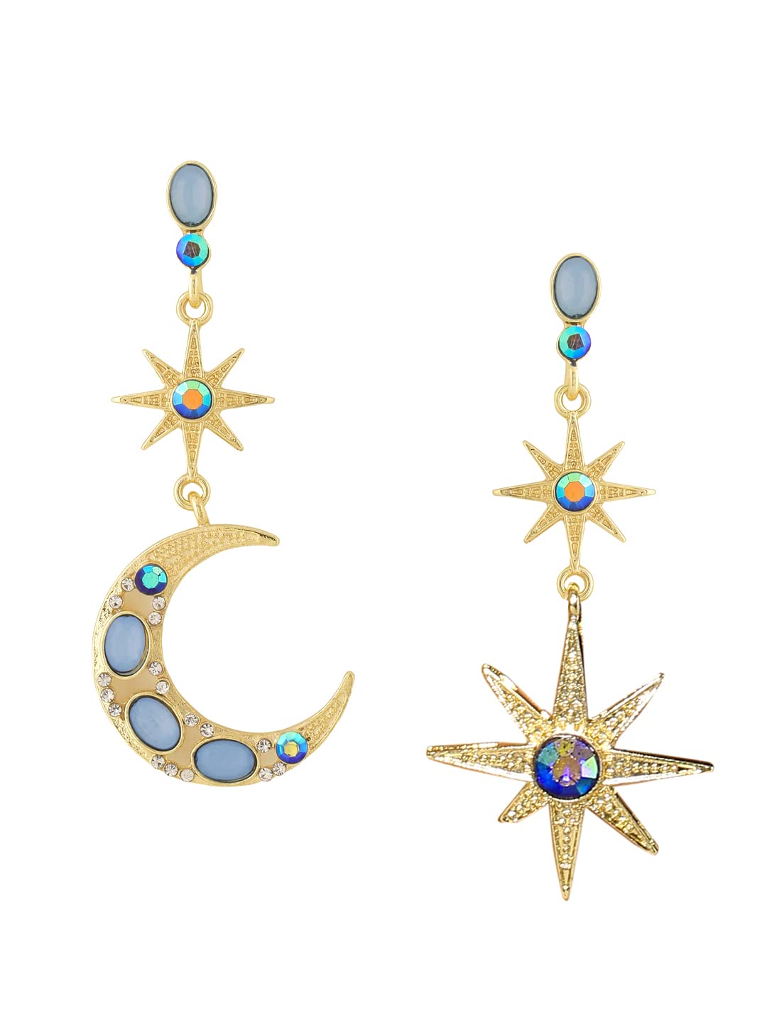 Yellow Chimes Earrings for Women and Girls Drop Earrings for Girls| Gold Plated Star & Moon Shaped Drop Earrings | Birthday Gift for girls and women Anniversary Gift for Wife