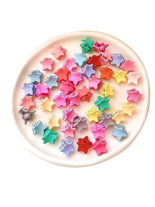 Kairangi Hair Clips for Girls Kids Hair Accessories for Girls Hair Claw Clips for Girls Kids Multicolor Star Small Claw Clip 50 Pcs Mini Hair Claw Clips for Girls Baby's Clutchers for Hair