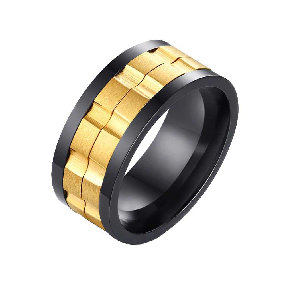 Yellow Chimes Ring for Men High Polished Stainless Steel Spinner Yellow and Black coolored Band Ring for Men and Boys