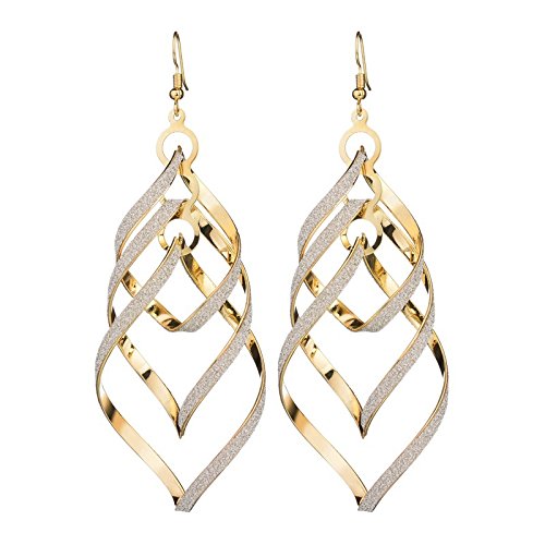 Yellow Chimes Textured Sprial Stylish Danglers Earrings for Women and Girls