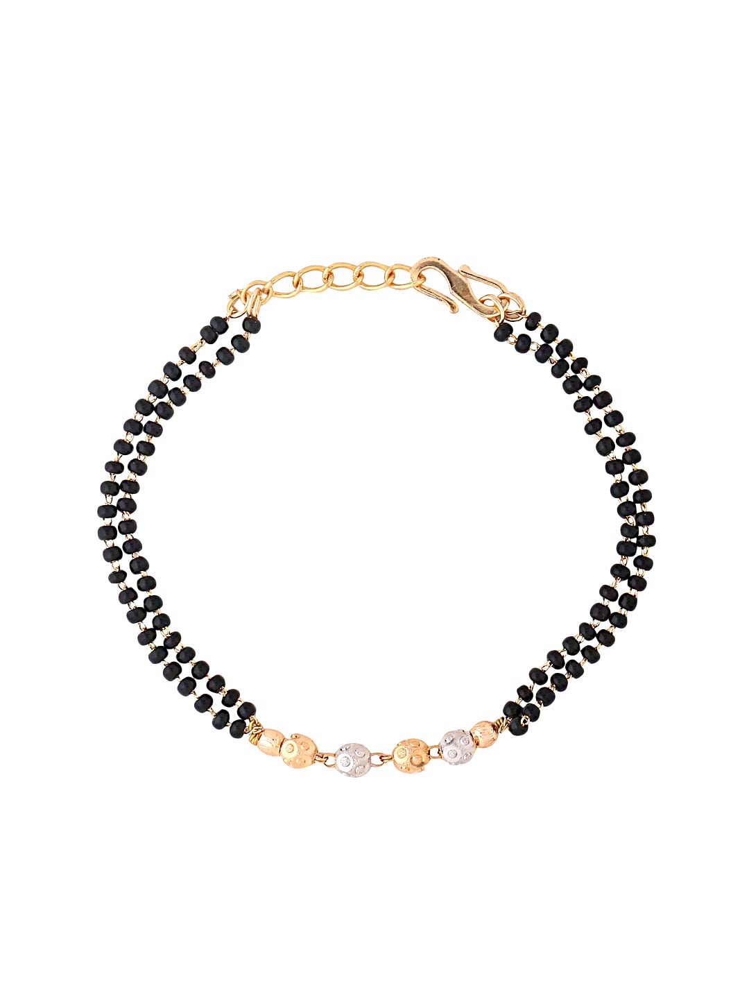 Yellow Chimes Bracelet for Women Gold Toned Black Beads MangalSutra Designed Bracelet for Women and Girls