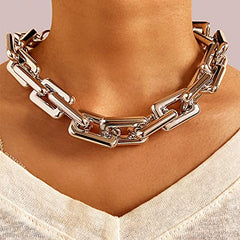 Yellow Chimes Choker Necklace for Women Silver Link Chain Choker Necklace Thick & Broad Chain Choker Necklace for Women and Girls.
