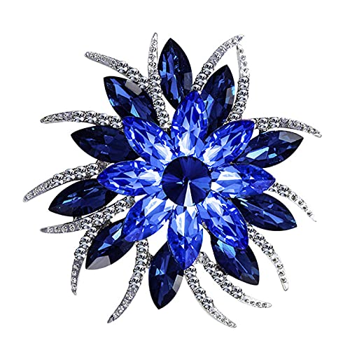 Yellow Chimes Floral Brooch for Women Elegant Blue Crystal Floral Shaped Brooch for Women and Girls