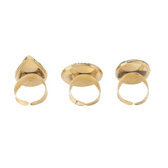 Yellow Chimes Rings for Women and Girls Laac Rings| Gold Tone Laac Desiged set of 5pcs Rings | Birthday Gift for girls and women Anniversary Gift for Wife