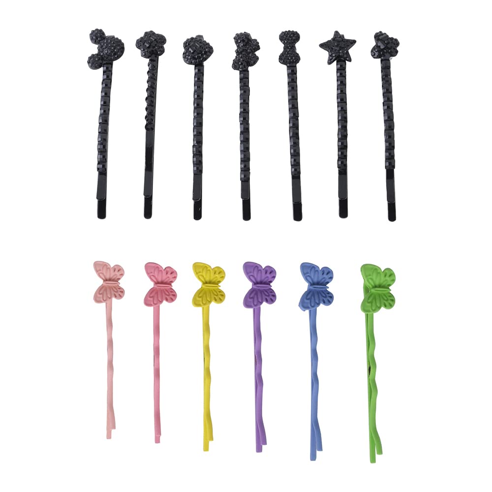 Melbees by Yellow Chimes Hair Pins for Girls Kids Hair Accessories for Girls Hair Pin 13 Pcs Bobby Pins for Hair Multicolor Charm Hairpin Bobby Hair Pins for Girls Kids Teens Toddlers