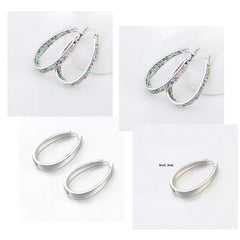 Kairangi Hoop Earrings for Women Silver Plated Multicolor Crystal Studded Hoop Earrings for Women and Girls