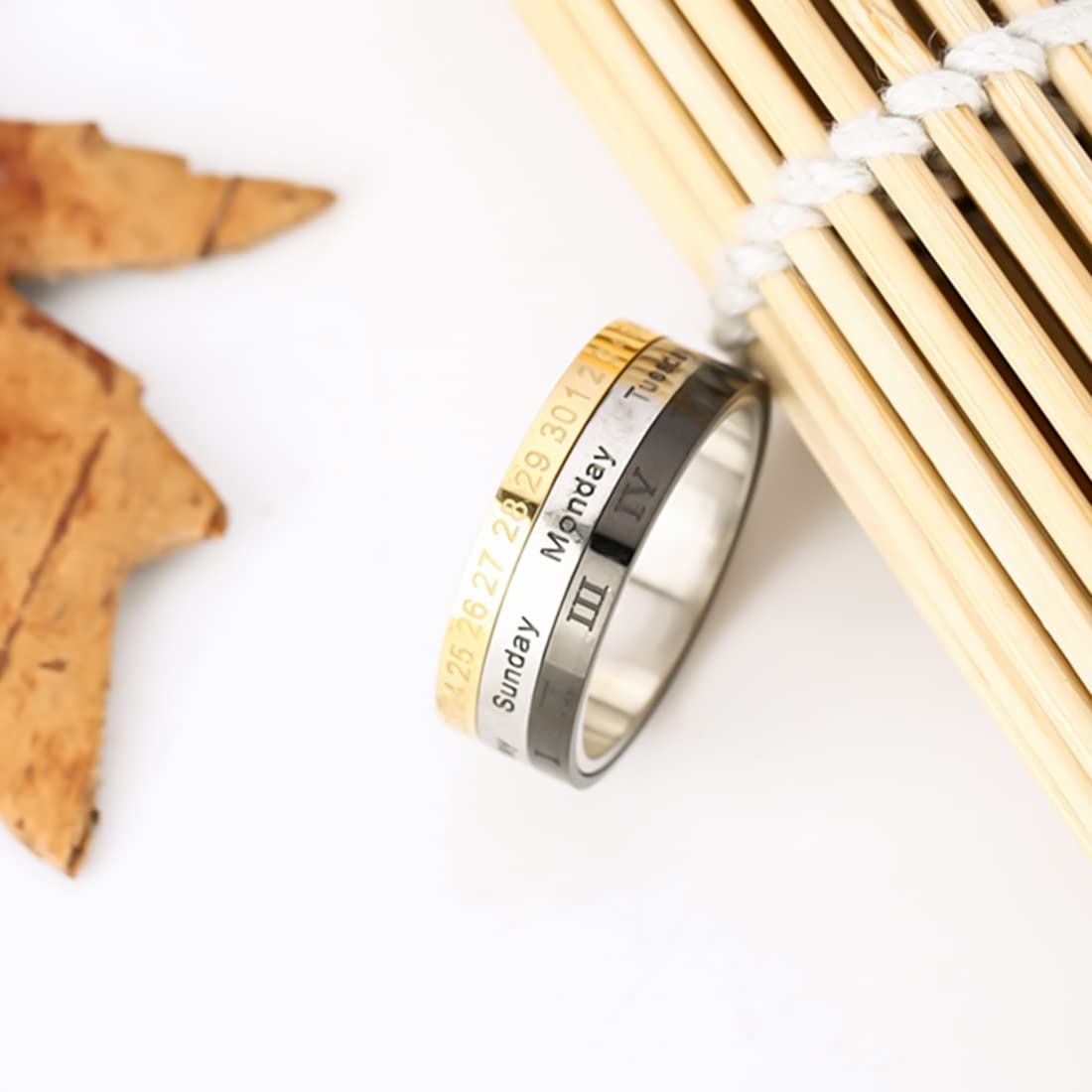 Yellow Chimes Rings for Men and Boys | Silver Rings for Men | Revolving Calender Stainless Steel Rings | Accessories Jewellery for Men | Birthday Gift for Men and Boys Anniversary Gift for Husband (8)