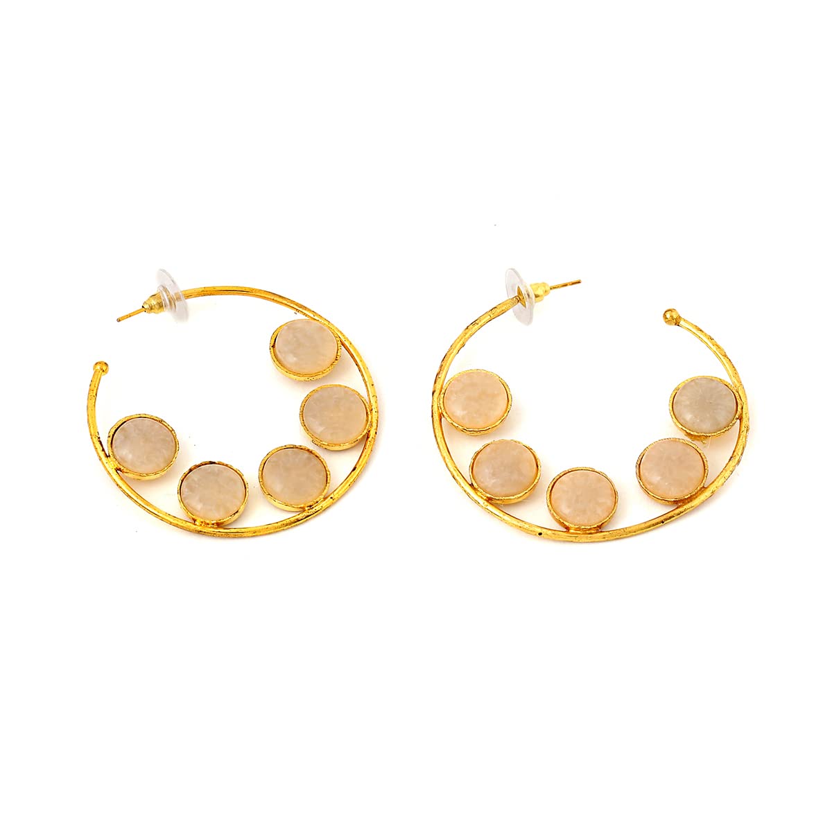 Yellow Chimes Earrings for Women and Girls | Gold Plated Hoop Earrings|Stone Studded Hoops Earrings | Birthday Gift for girls and women Anniversary Gift for Wife