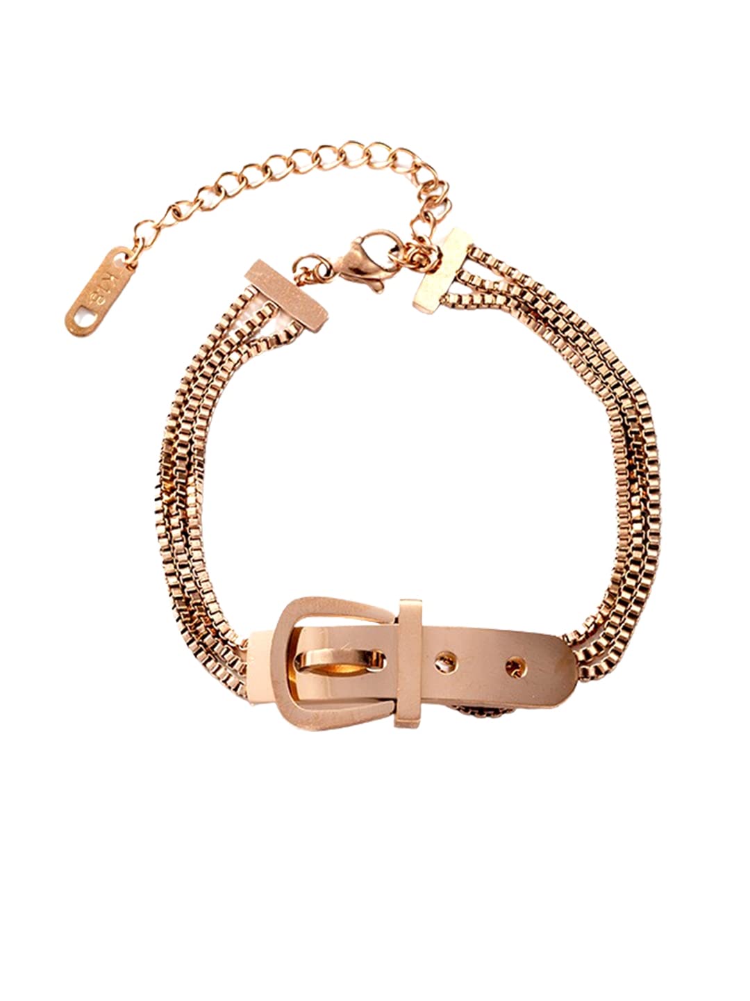 Yellow Chimes Bracelet for Women Rose Gold-Plated Multilayered Tang Belt Design Chain Bracelet For Women and Girls