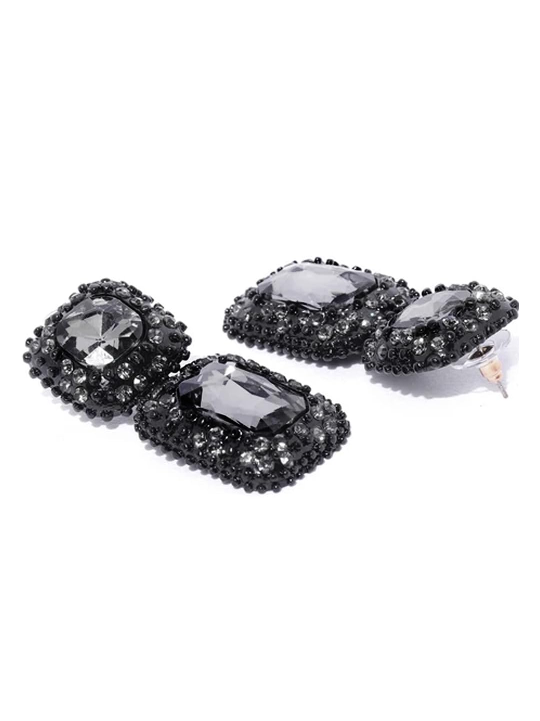 Kairangi Crystal Drop Earrings for Women Black Crystal Earrings Square Shaped Drop Earrings for Women and Girls.