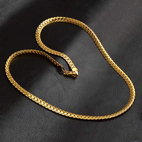 Yellow Chimes Trendy Classic Stainless Steel Flat Curb Chain 24 Inch Golden Necklace Gold Plated Chain for Men (Golden) (YCSSCH-FLATCURB-24-GL)