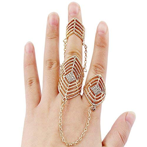 Yellow Chimes Golden American Diamond Multi-Finger Ring for Women and Girls