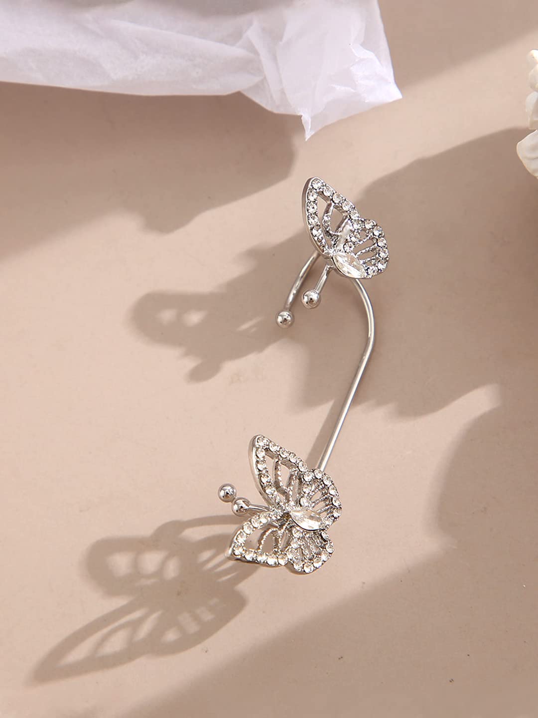 UKPAPER® New Silver Curved Leaf Ear Cuff Helix Cartilage India | Ubuy