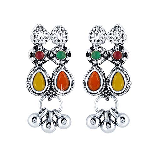 Yellow Chimes Oxidized Silver Classic Designer Traditional Choker Necklace Set with Earrings Oxidized Jewellery Sets for Women and Girls