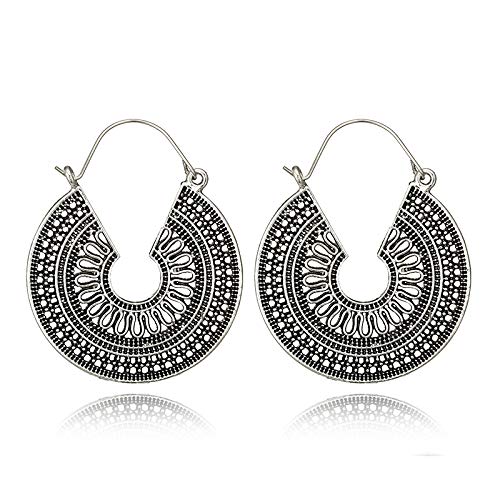 Yellow Chimes Oxidized Silver Fancy Party Ware Alloy Chandbali Earring for Women and Girls