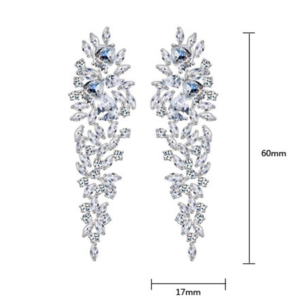 Yellow Chimes Danglers Earrings for Women Sparkling White Cubic Zircon Silver Plated Dangler Earrings for Women and Girls