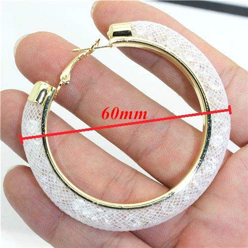 Yellow Chimes Exclusive Crystal-Filled Stylish Base Metal Fashion Hoops Earrings for Women (White)