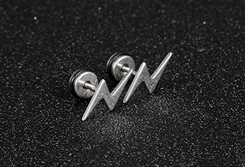 Yellow Chimes Earrings for Men and Boys Fashion Black Studs for Men | Lightning Spark Black Studs | Stainless Steel stud Earrings | Birthday Gift for Men and Boys Anniversary Gift for Husband